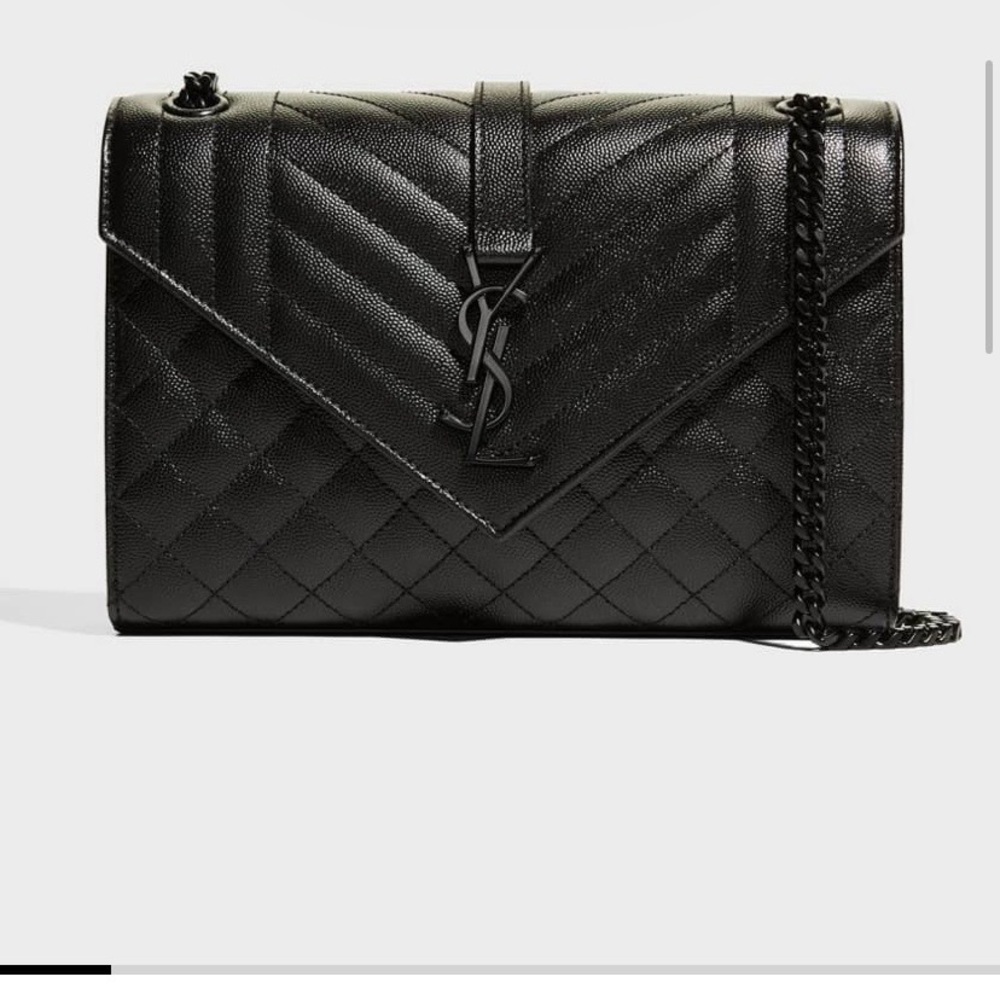 Saint Laurent Envelope Triquilt Medium YSL Quilted Black Shoulder Bag